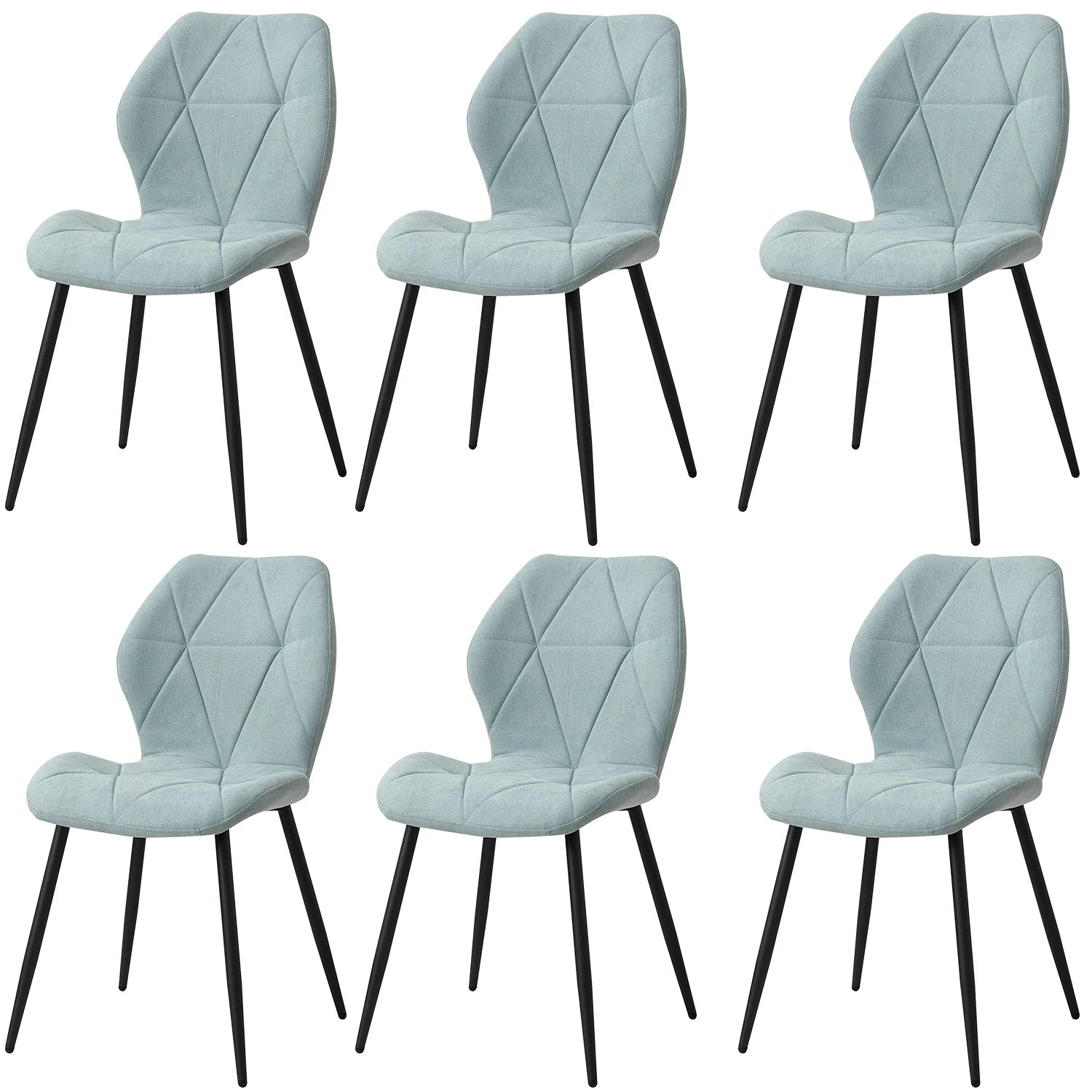 EGOONM Set of 2/4/6 Dining Chairs Upholstered Padded Linen Fabric Kitchen Chairs Metal Legs for Balcony Restaurant  Dining Room