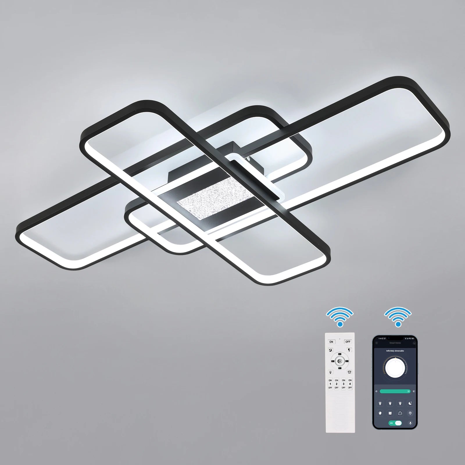 LED Ceiling Lights,Dimmable Square Light Fittings Ceilings with Remote Control 3000K/4500K/6500K For Dining Room,Bedroom