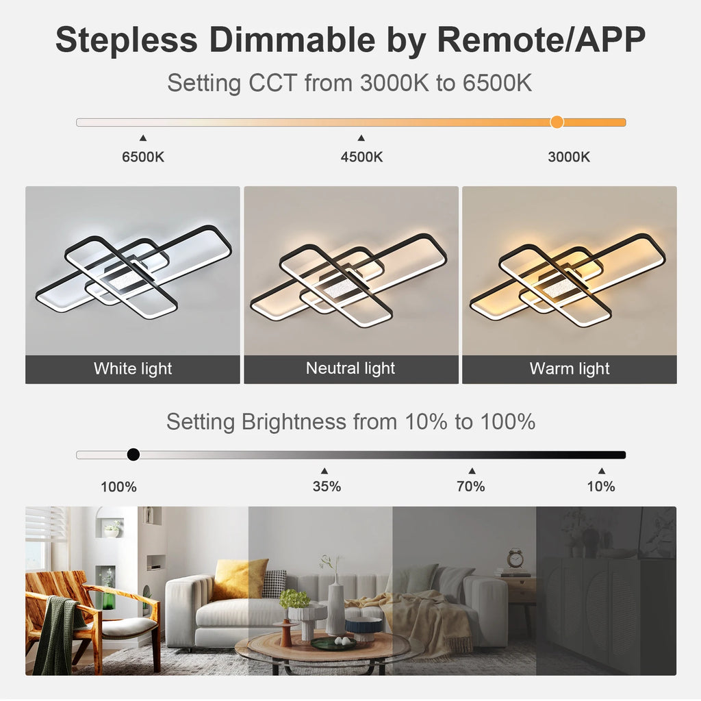 LED Ceiling Lights,Dimmable Square Light Fittings Ceilings with Remote Control 3000K/4500K/6500K For Dining Room,Bedroom