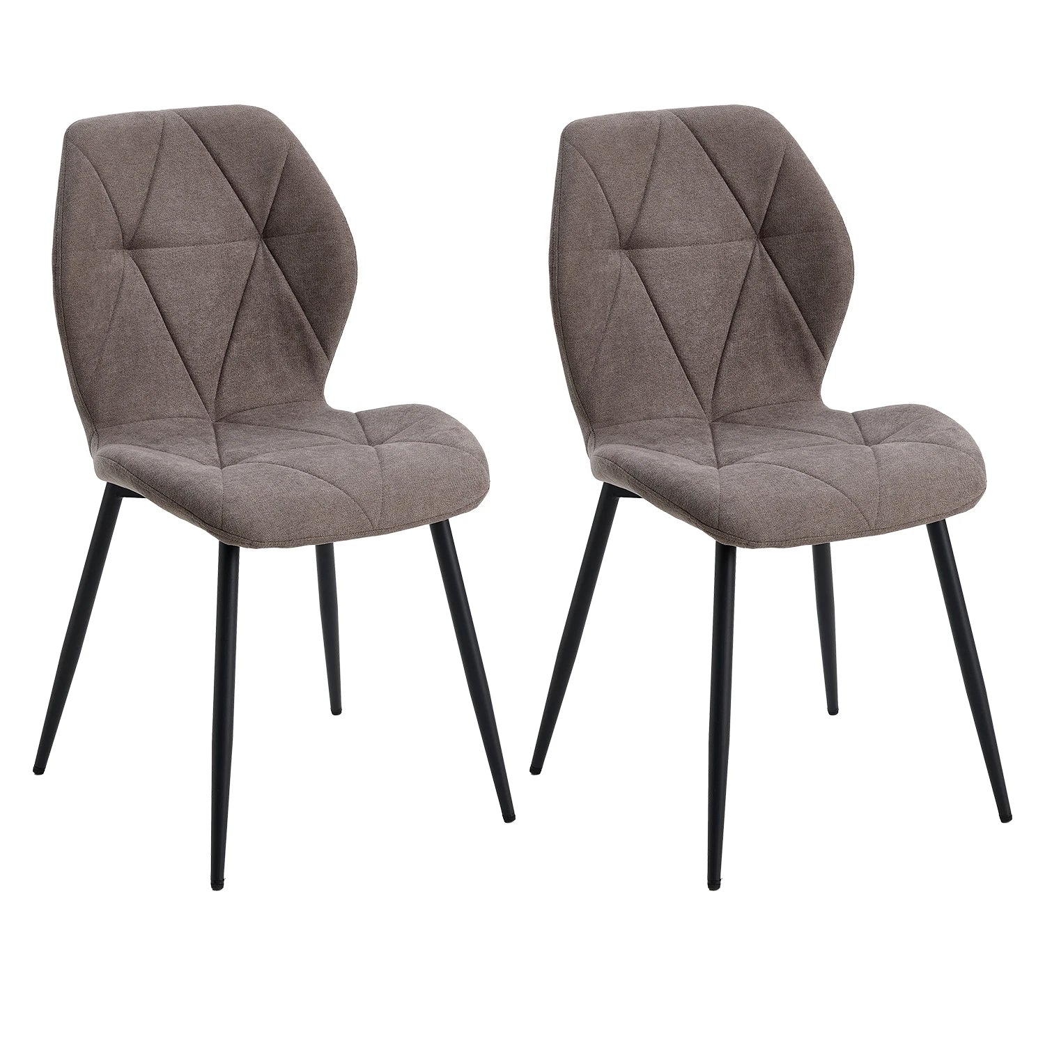 EGOONM Set of 2/4/6 Dining Chairs Upholstered Padded Linen Fabric Kitchen Chairs Metal Legs for Balcony Restaurant  Dining Room