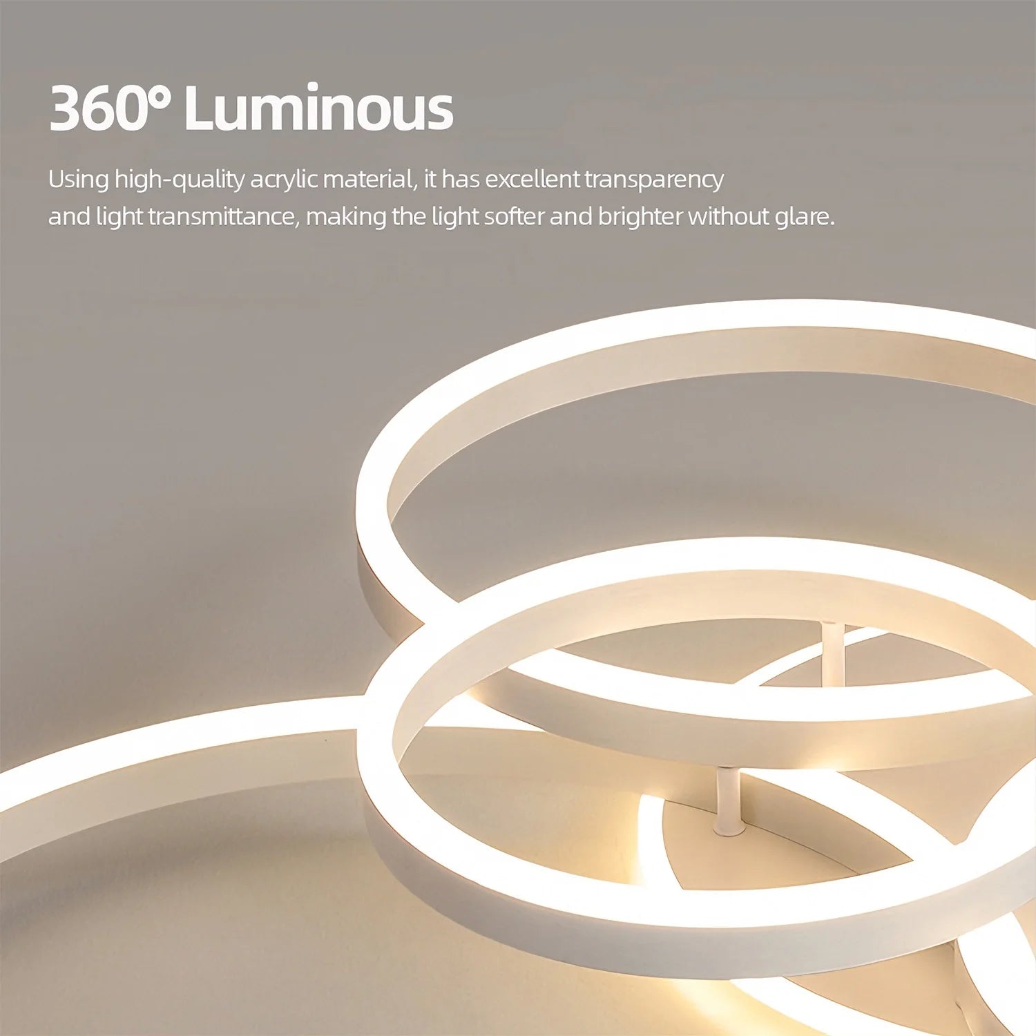 Nordic Simple LED Ceiling Chandelier Home Lighting Ring Acrylic 3 Colors Dimmable Fixture Living Room Bedroom Fixture