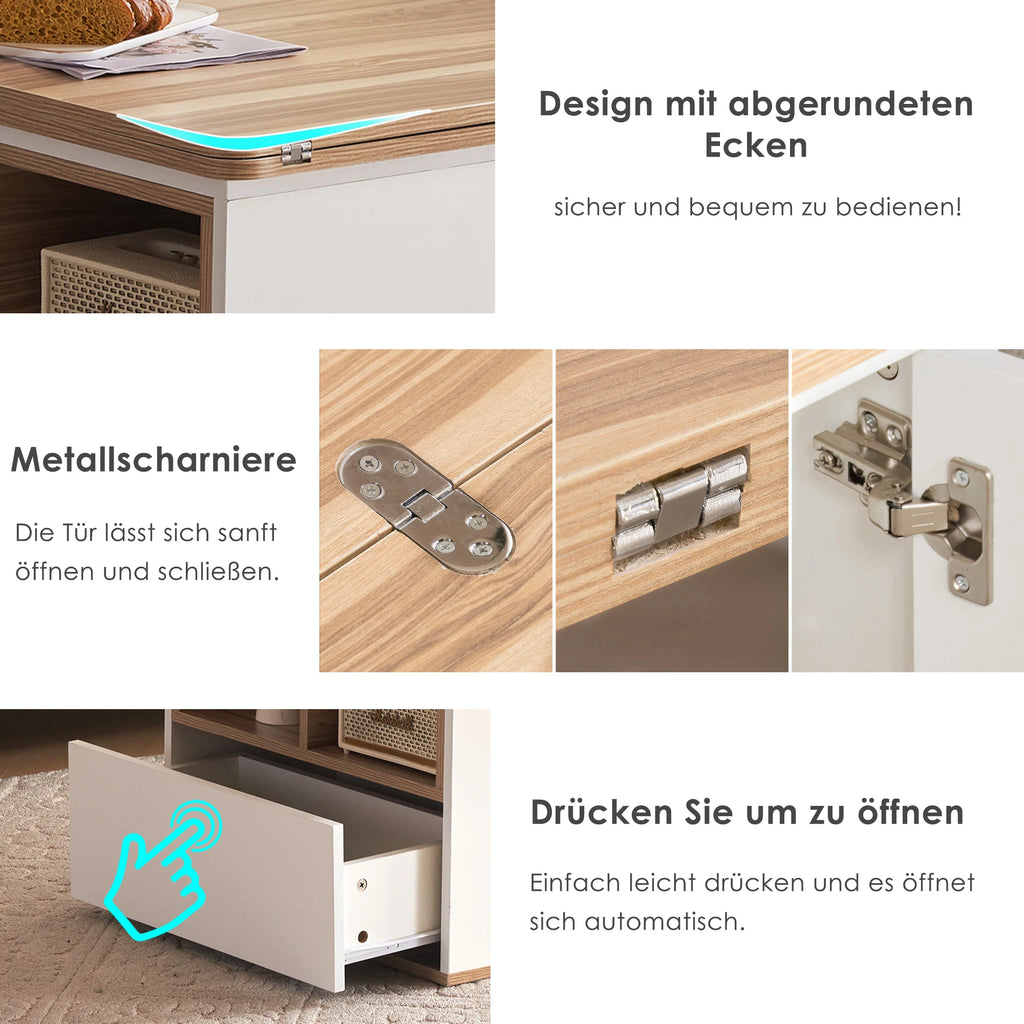 Liftable Multifunctional Coffee Table – Opens To 2 Separate Tables, with Drawer & Large Capacity | Leisure Table for Living Room