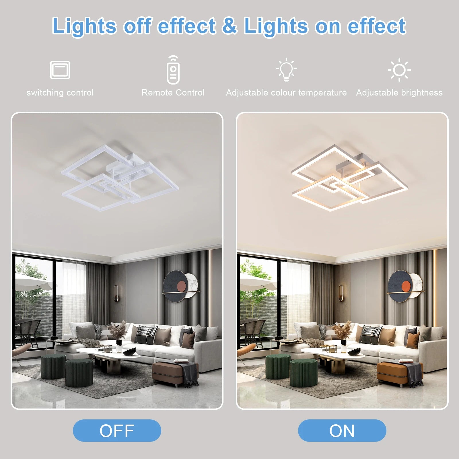 Dimmable LED Ceiling Lamp,40W 4500LM Ceiling Lights with Remote Control,3000k-6500k For Bedroom Living Room