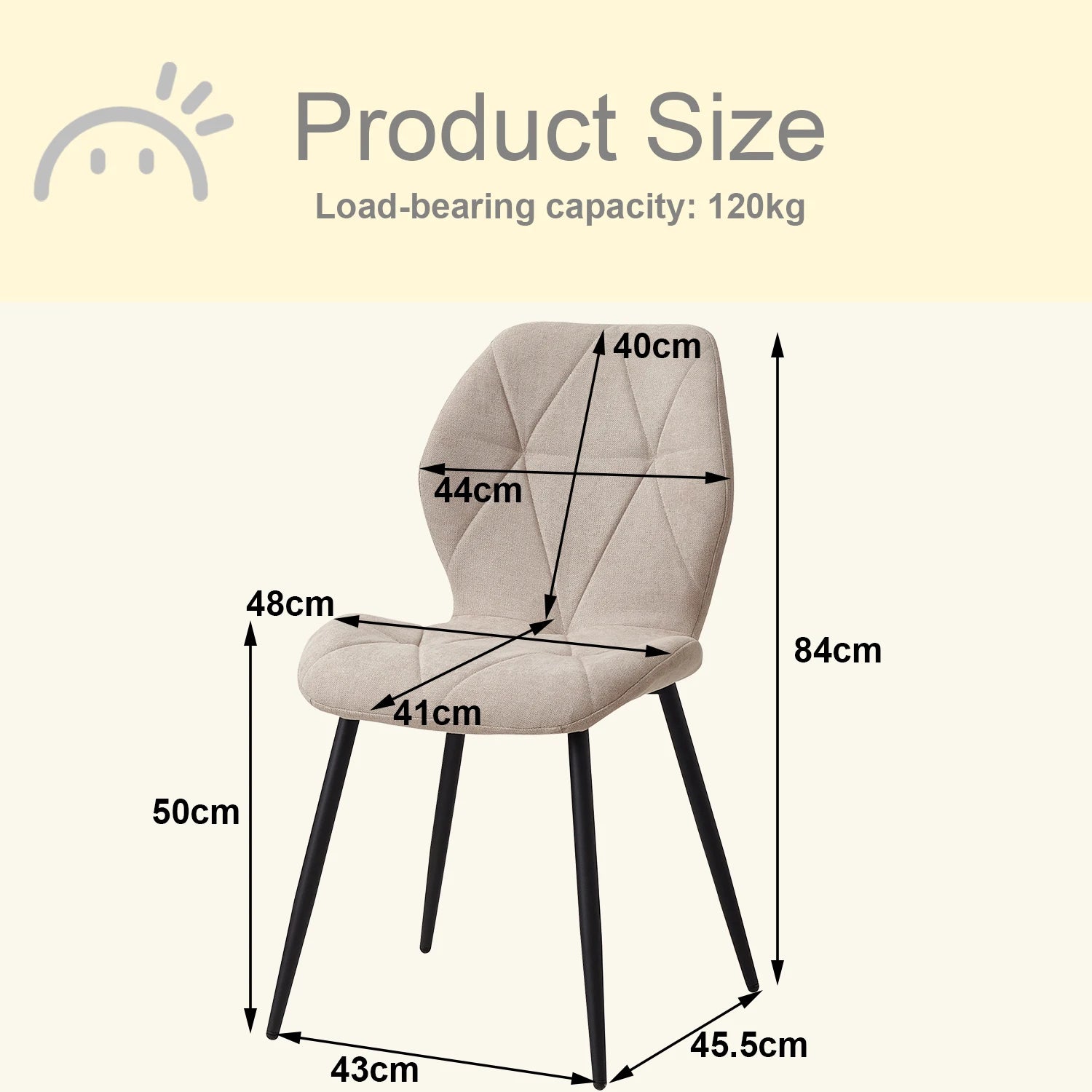 EGOONM Set of 2/4/6 Dining Chairs Upholstered Padded Linen Fabric Kitchen Chairs Metal Legs for Balcony Restaurant  Dining Room