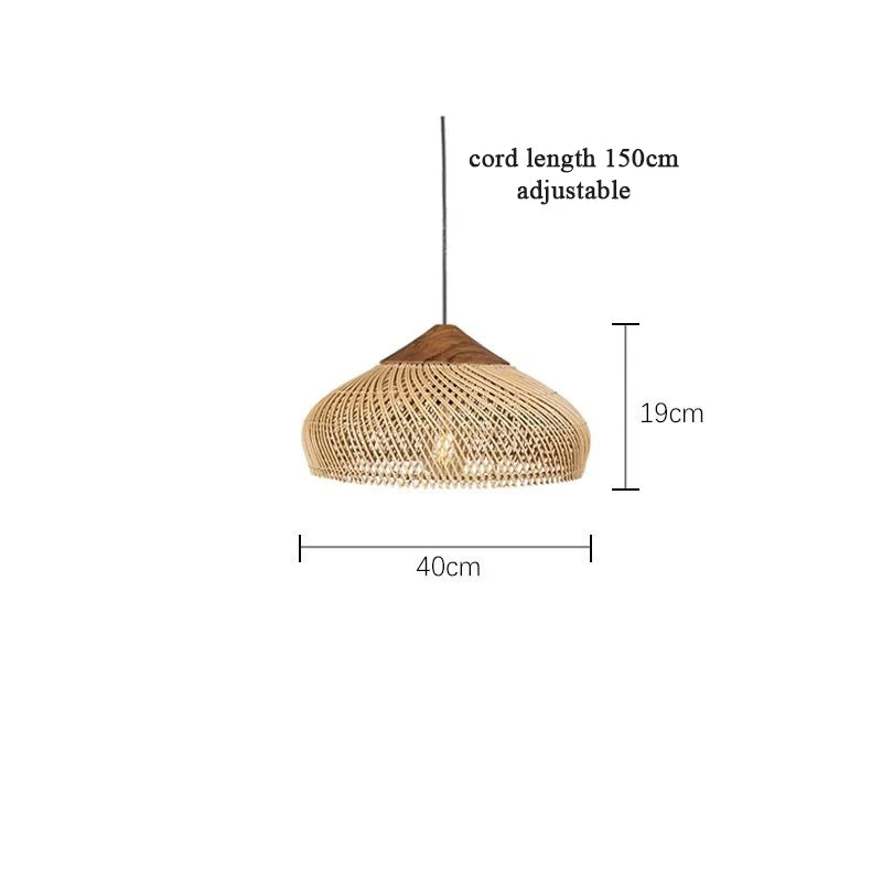 Vintage Rattan Pendant Light Woven Wicker Chandelier for Dining Room Living Room Dining Table LED Ceiling Hanging Lamp E27
