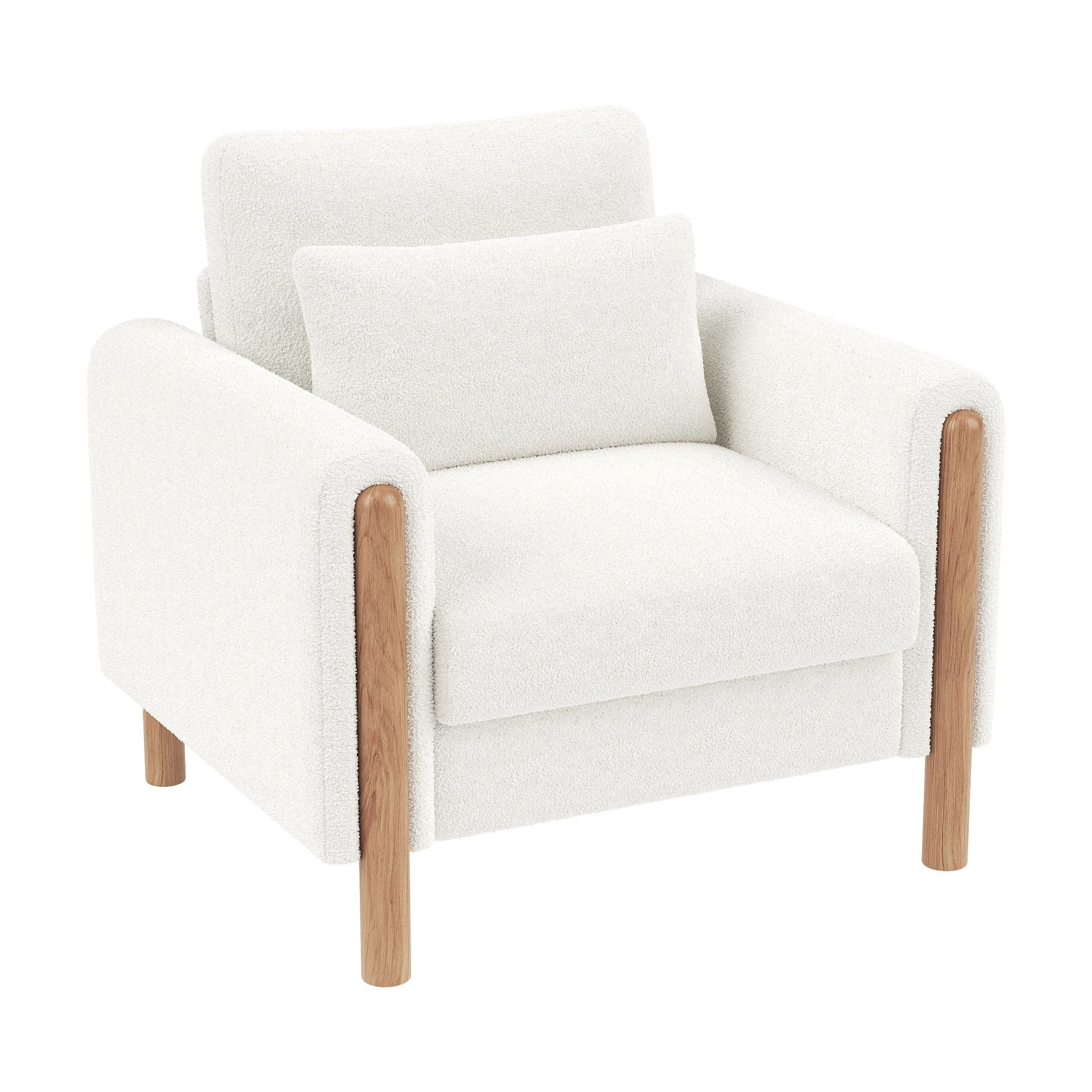 PINGGO Modern Armchair With Thick Cushions Comfortable Single Sofa Soft Filling Relaxing Seat For Living Room, Office Or Bedroom