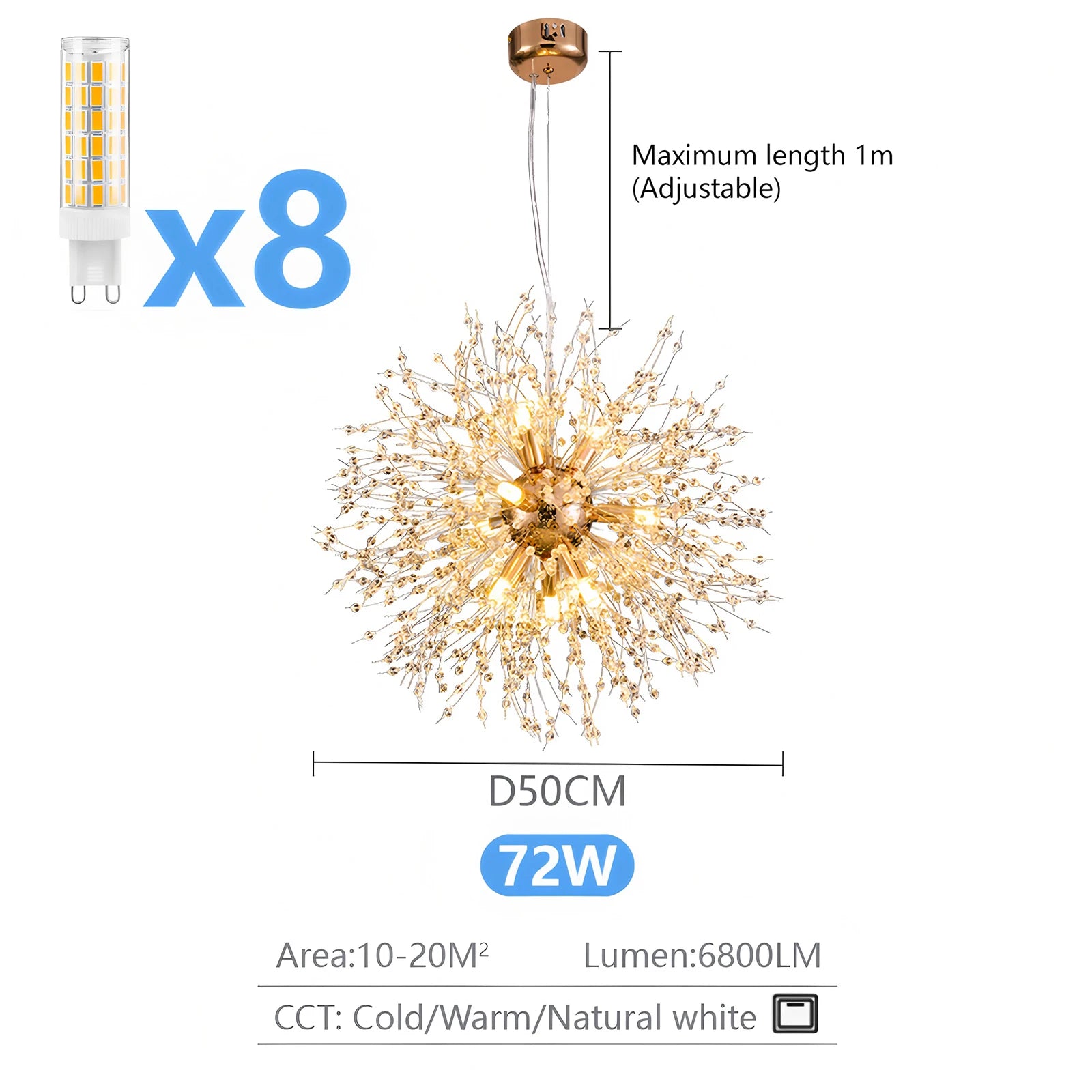 French Crystal Chandeliers Ceiling Light Firework Ceiling Lights Gold K9 Crystal For Living Room Bedroom Hallway Kitchen Lounge