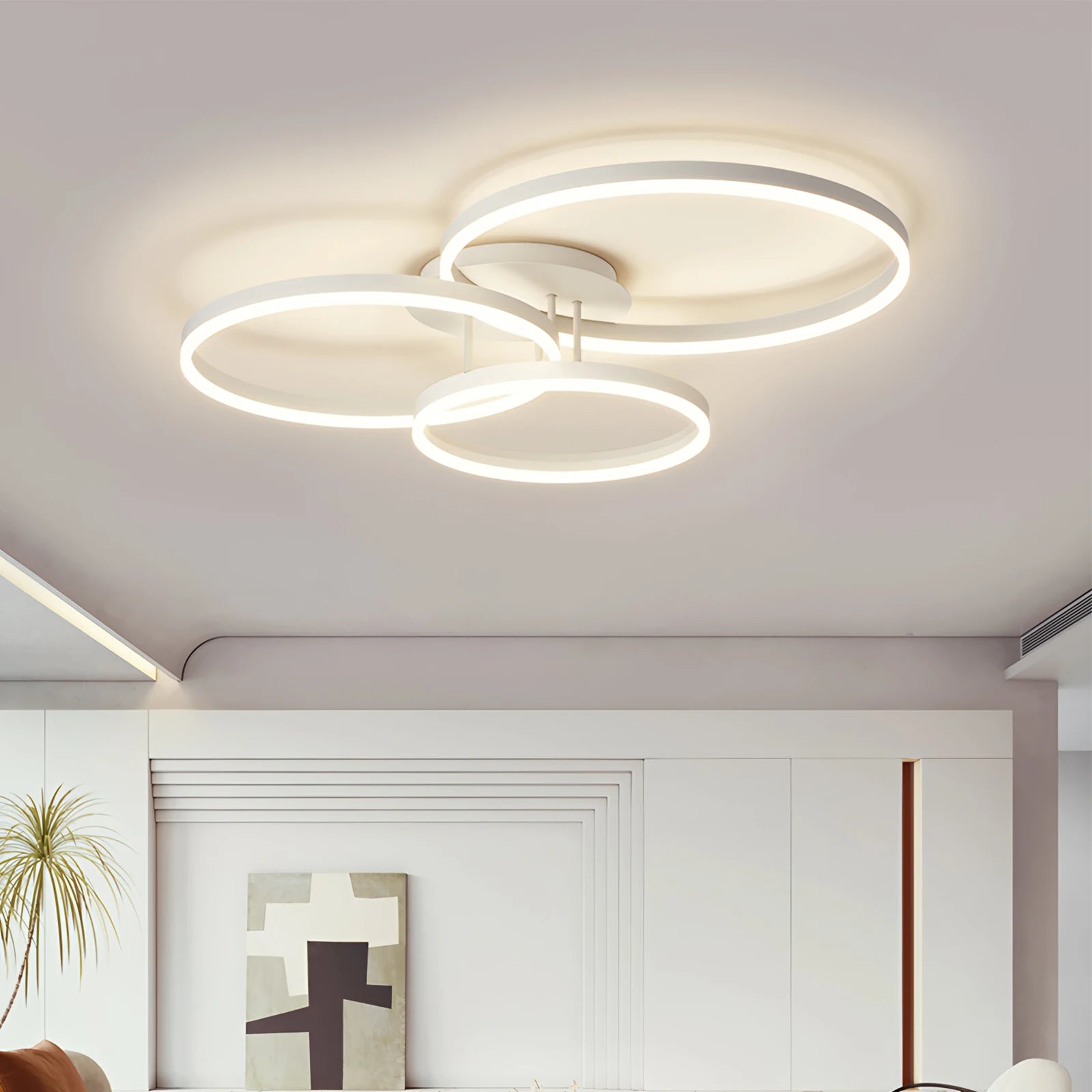Modern Ceiling Pendant Lights 3 Rings Smart Lustre Ceiling Chandelier Remote Control Dimming LED Simple Living Room Ceiling Lamp