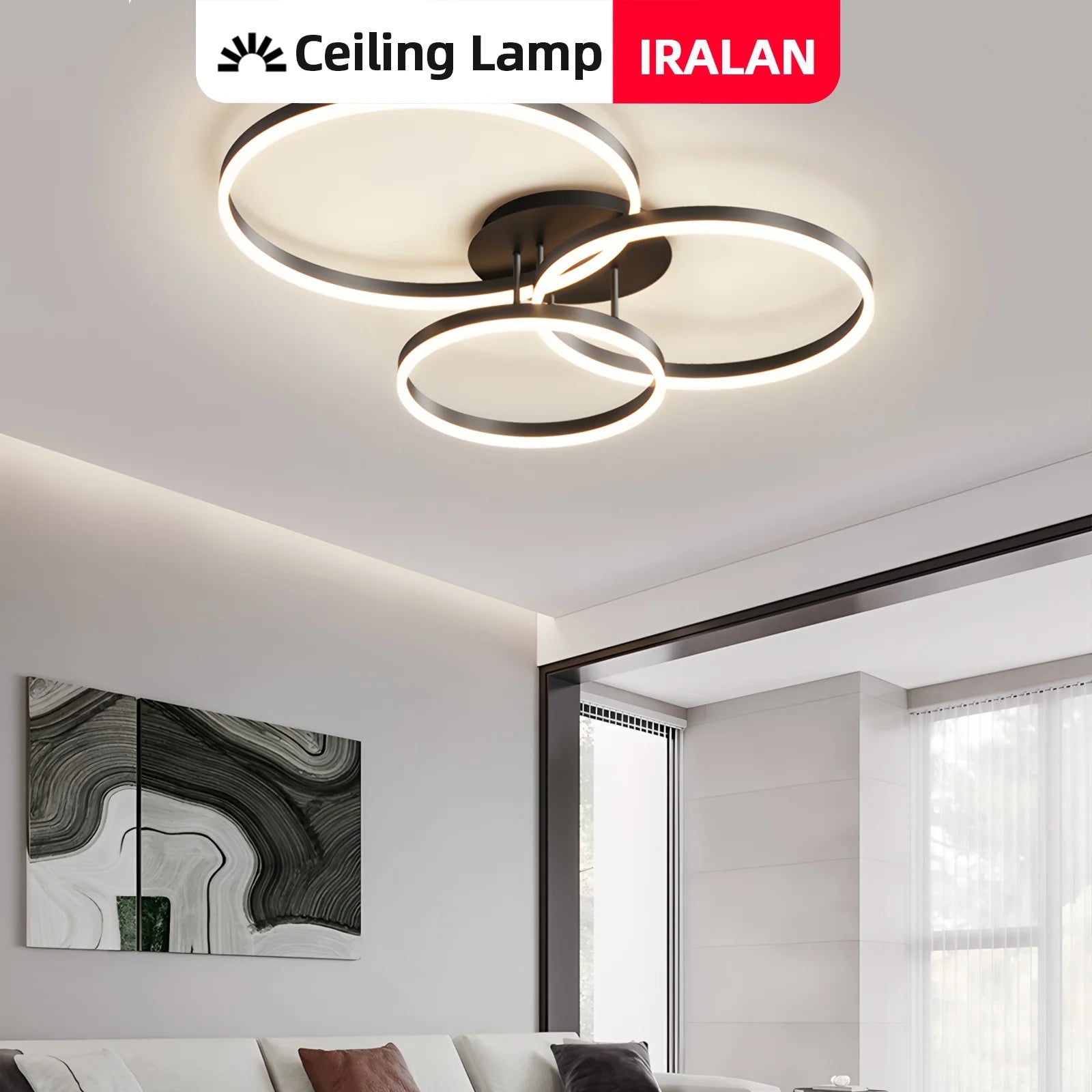 Modern Ceiling Pendant Lights 3 Rings Smart Lustre Ceiling Chandelier Remote Control Dimming LED Simple Living Room Ceiling Lamp