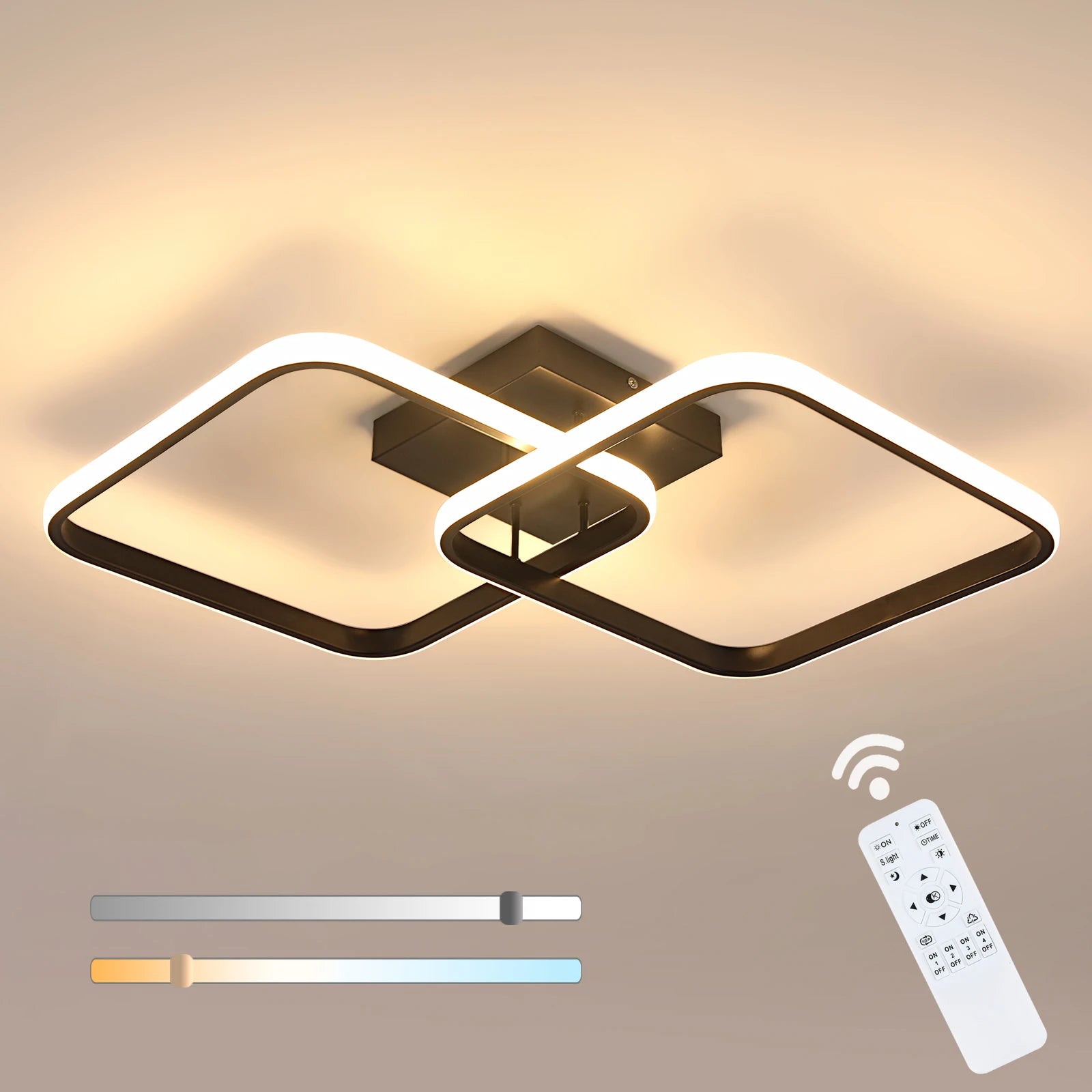 Dimmable LED Ceiling Light with Remote Control,50W 5600LM Modern LED Chandelier 3000K-6500K Adjustable Brightness