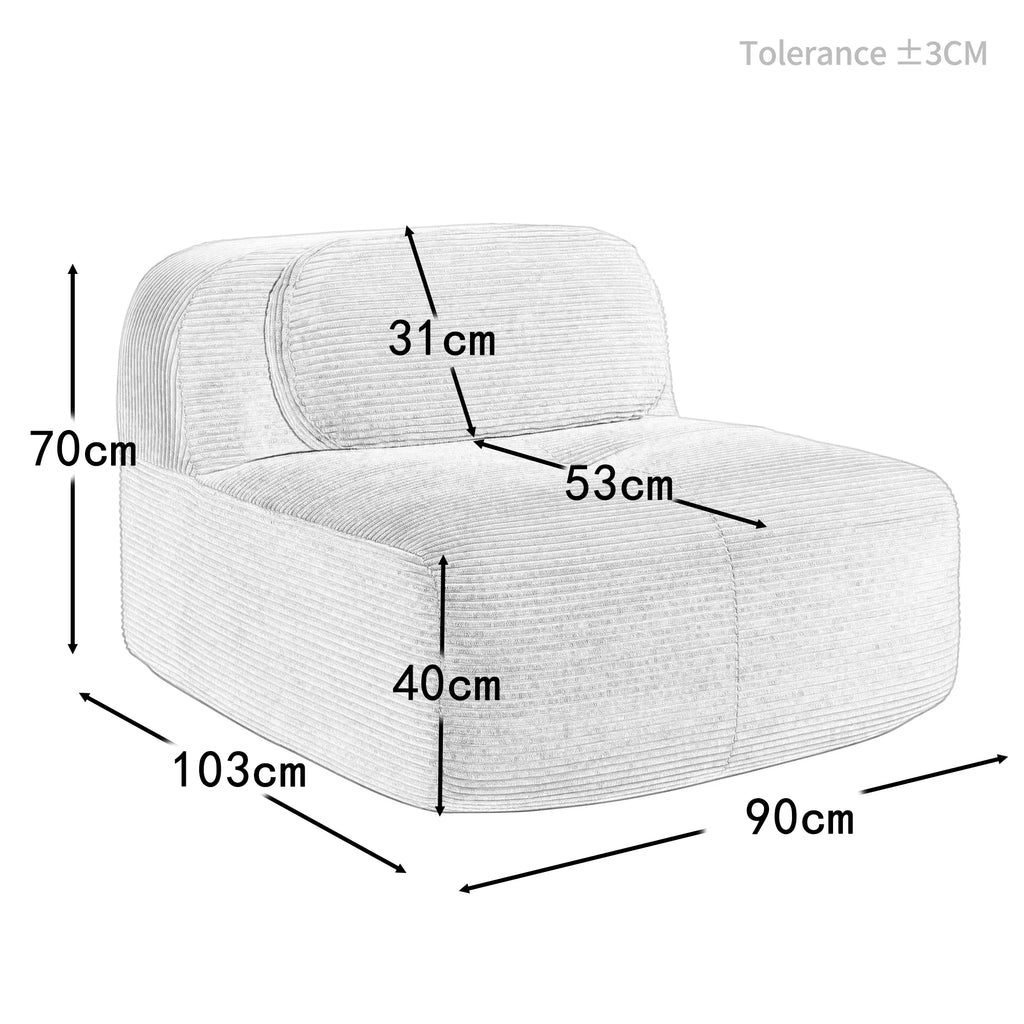 1piece Modern Lovely Sofa Without Armrests with Cushion, Living Room Furniture, Modular Corner Sofa, Premium Cordstock Fabric