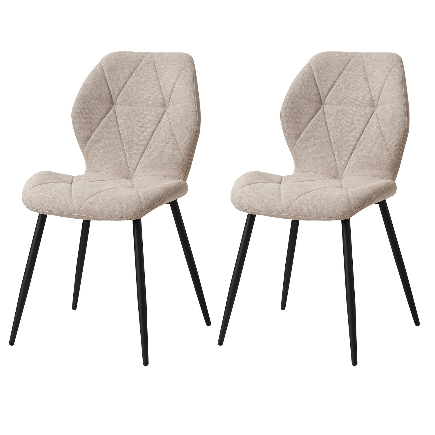 EGOONM Set of 2/4/6 Dining Chairs Upholstered Padded Linen Fabric Kitchen Chairs Metal Legs for Balcony Restaurant  Dining Room