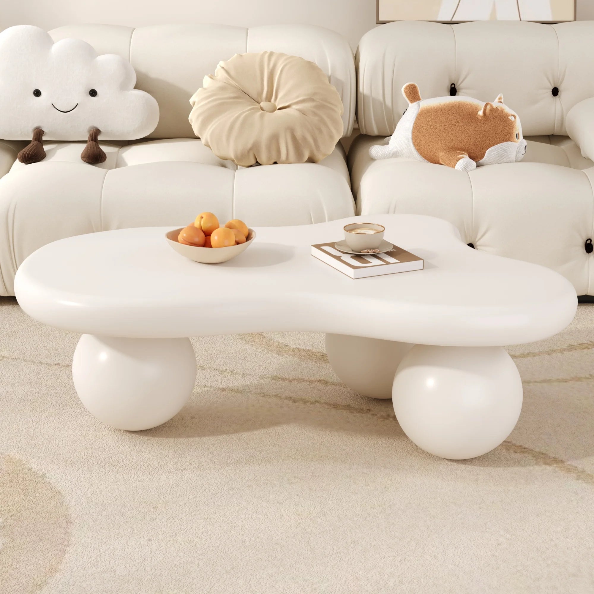 Cloud style coffee table with LED lighting, a stylish highlight coffee table for modern living rooms and children's rooms