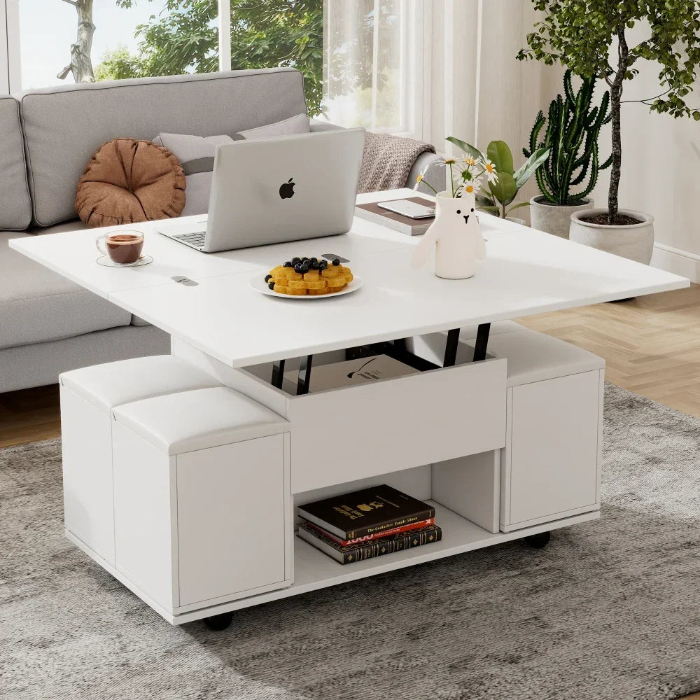 Liftable Multifunctional Coffee Table – Opens To 2 Separate Tables, with Drawer & Large Capacity | Leisure Table for Living Room
