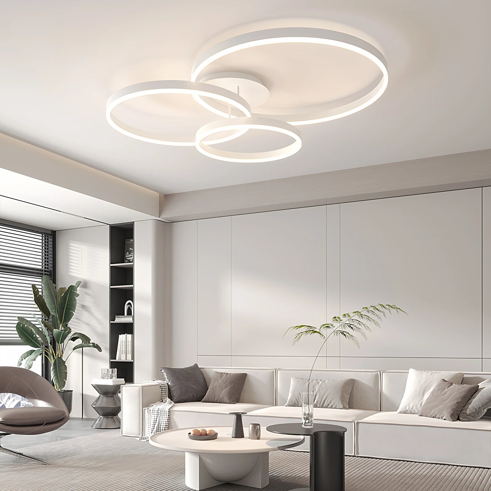 Modern Ceiling Pendant Lights 3 Rings Smart Lustre Ceiling Chandelier Remote Control Dimming LED Simple Living Room Ceiling Lamp