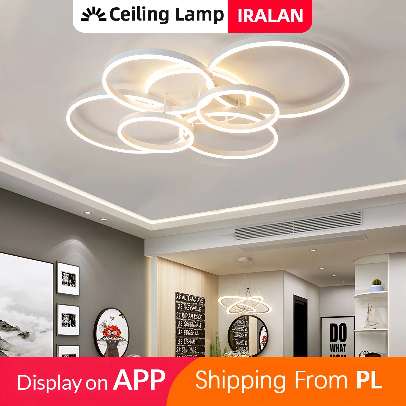 Nordic Simple LED Ceiling Chandelier Home Lighting Ring Acrylic 3 Colors Dimmable Fixture Living Room Bedroom Fixture