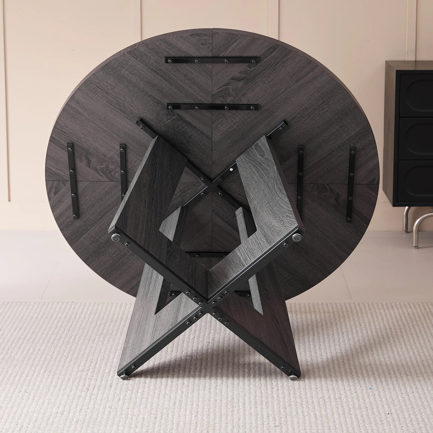 EGOONM Nordic Round Table Solid Wood Dining Table Library Center Medieval Rounded Table Balcony Living Room Home Furniture 120cm