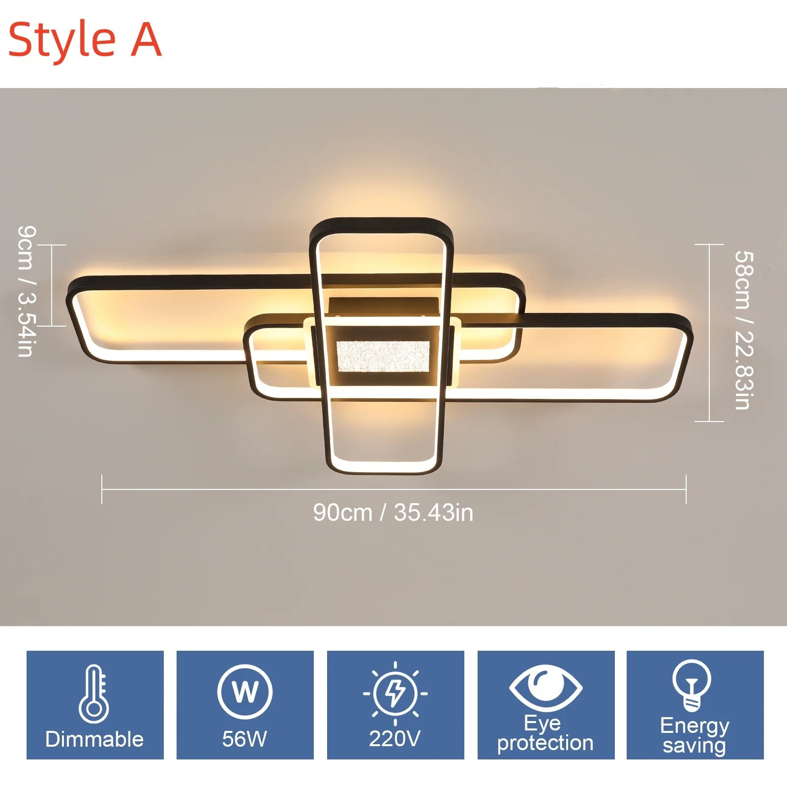 LED Ceiling Lights,Dimmable Square Light Fittings Ceilings with Remote Control 3000K/4500K/6500K For Dining Room,Bedroom