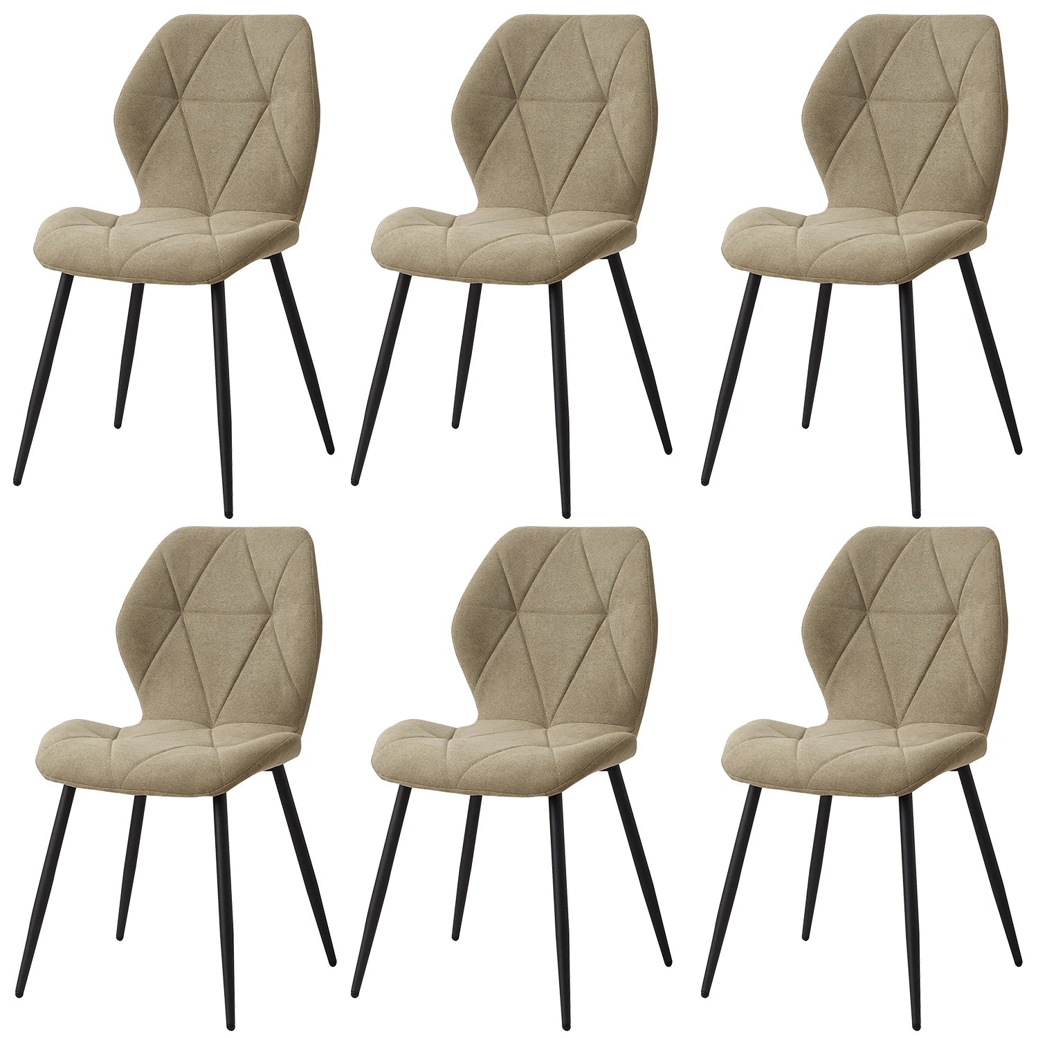 EGOONM Set of 2/4/6 Dining Chairs Upholstered Padded Linen Fabric Kitchen Chairs Metal Legs for Balcony Restaurant  Dining Room